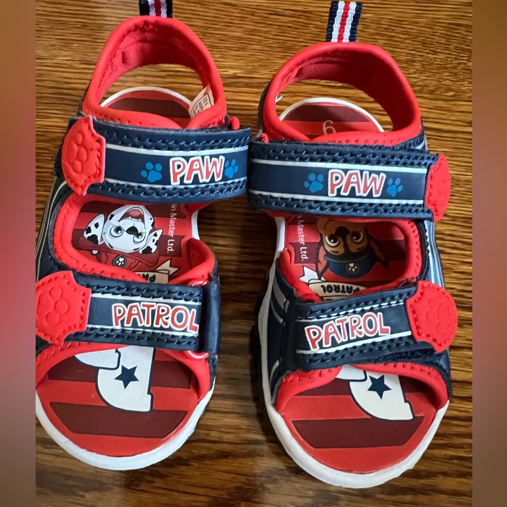 Paw Patrol Red and Blue Light Up Sandals with Velcro Straps
